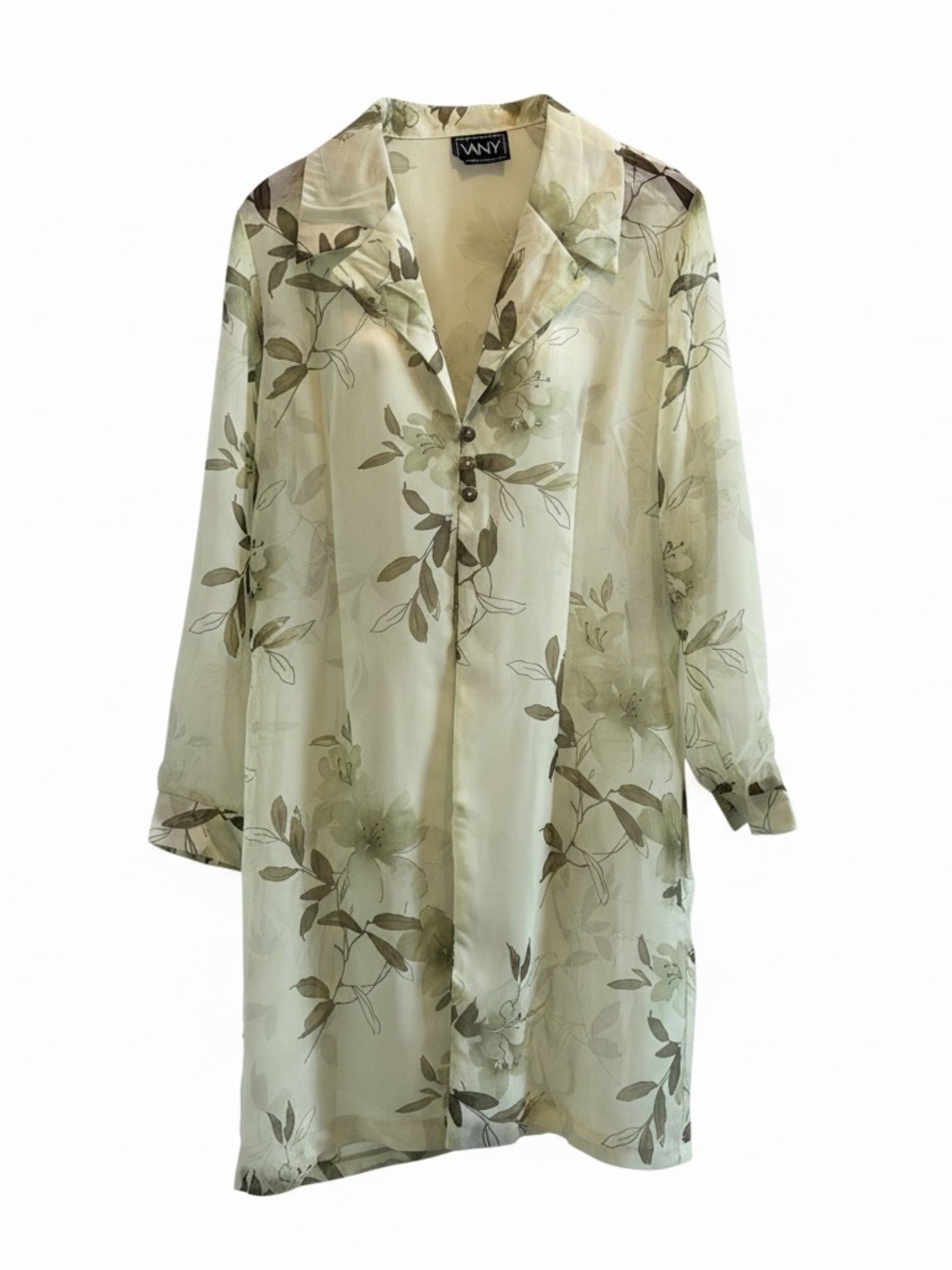 Vans Sheer Floral Trench Coat in Light Green